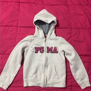 PUMA Kids White and Pink Hoodie Jacket